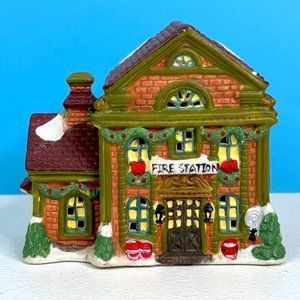 Vintage Cobblestone Corners Windham Heights Christmas Village Fire Station House